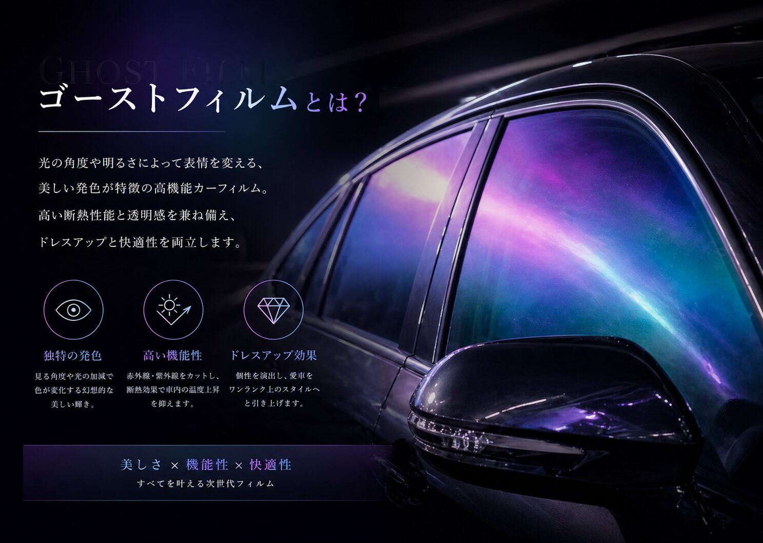 ゴーストフィルム オーロラ発色 施工 広島 PROCEED